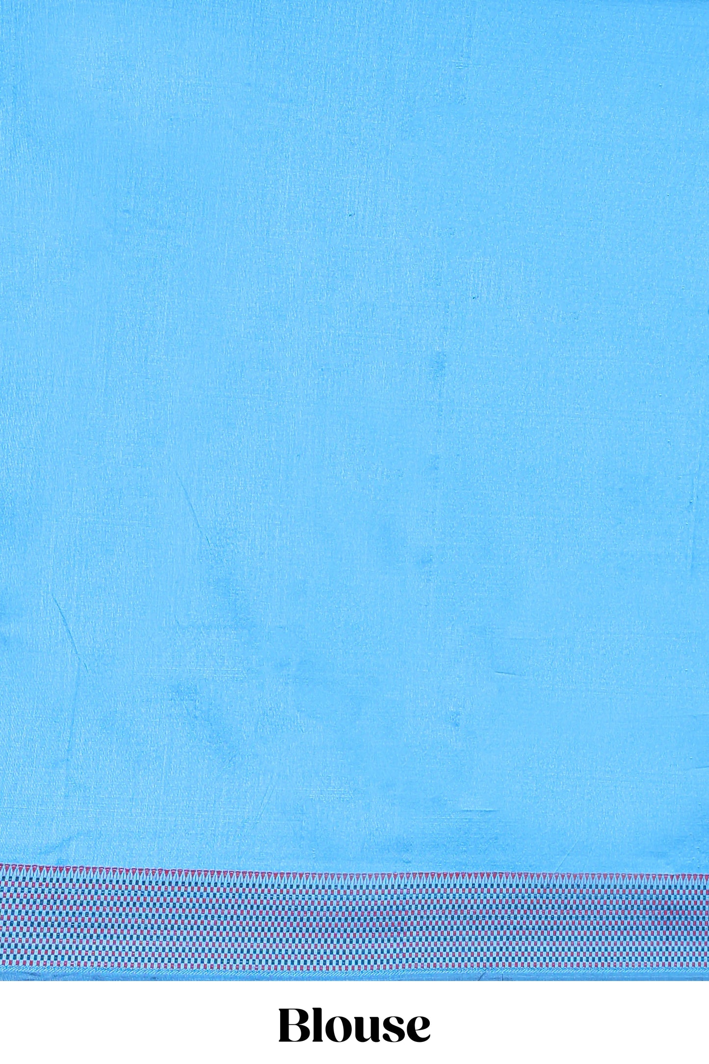 Blue leaf motifs poly cotton saree with self border and pallu