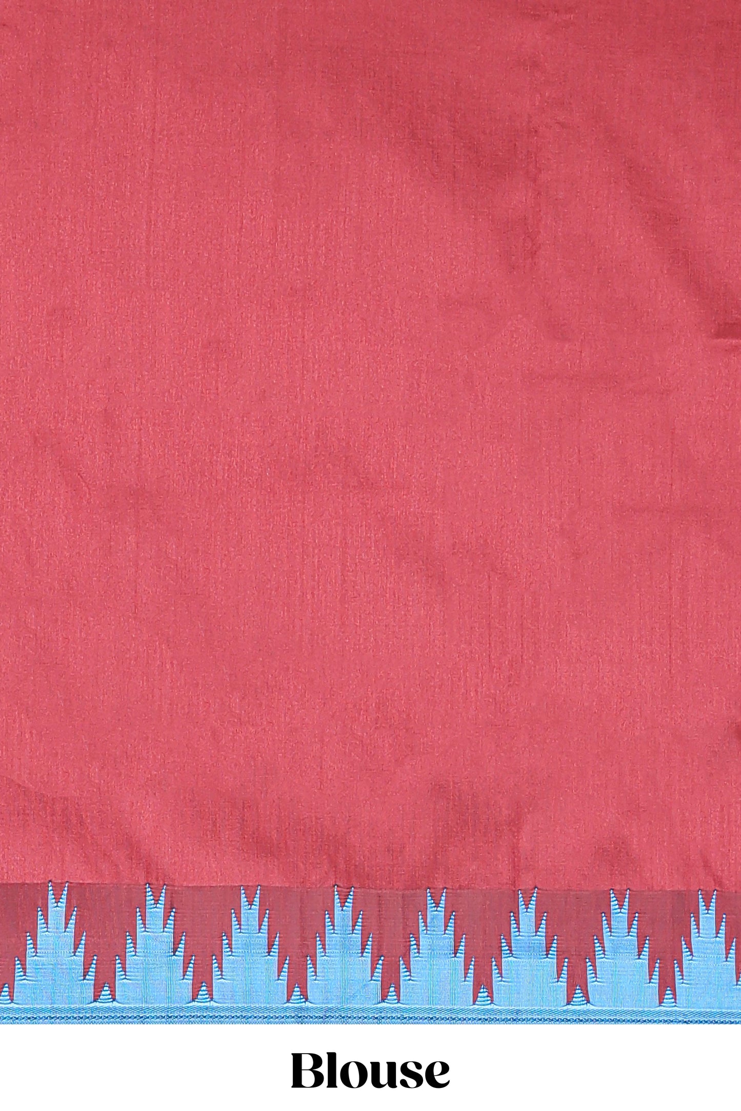 Blue plain poly cotton saree with contrast pallu and geometric border