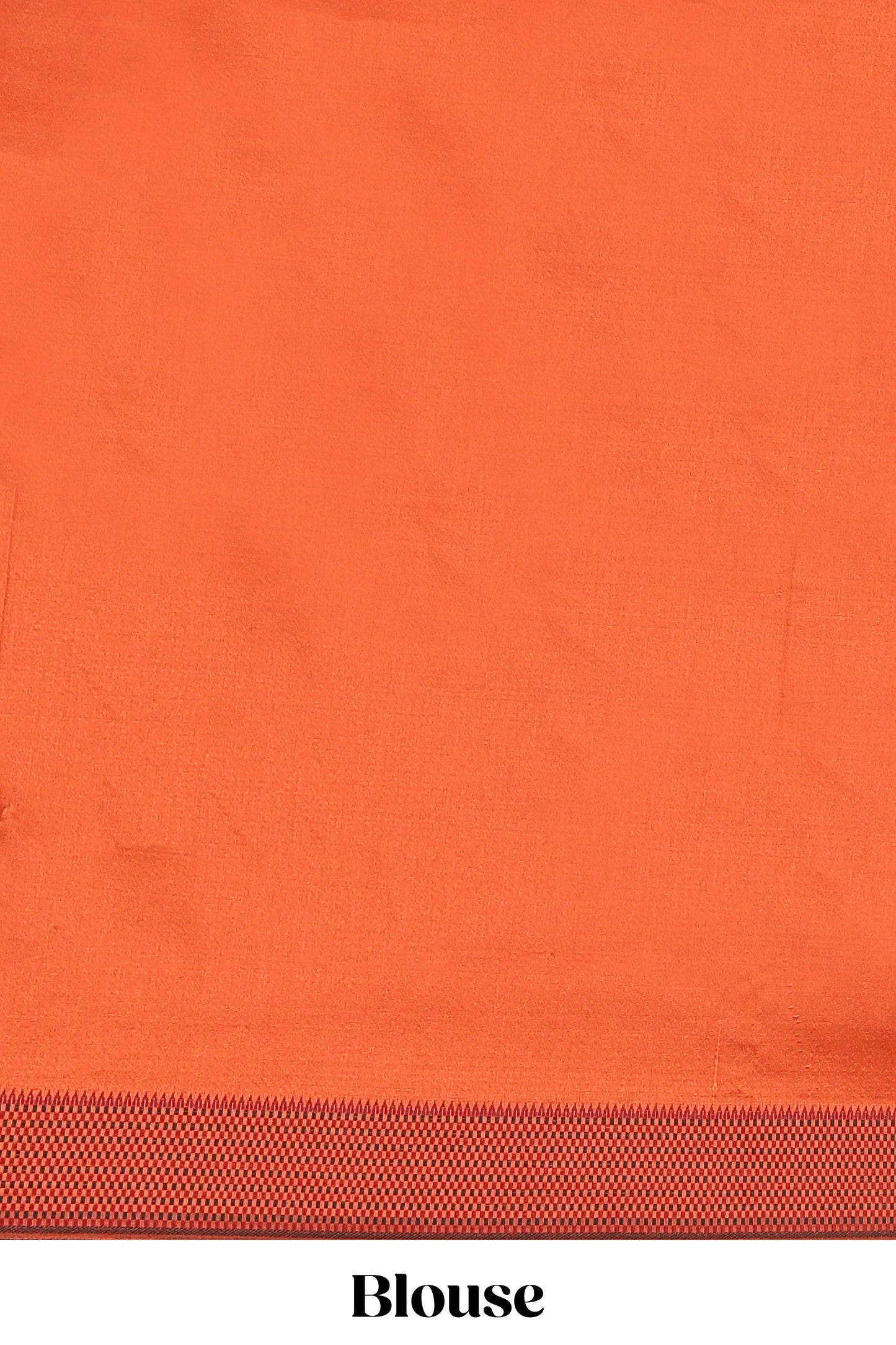 Orange leaf motifs poly cotton saree with self border and pallu