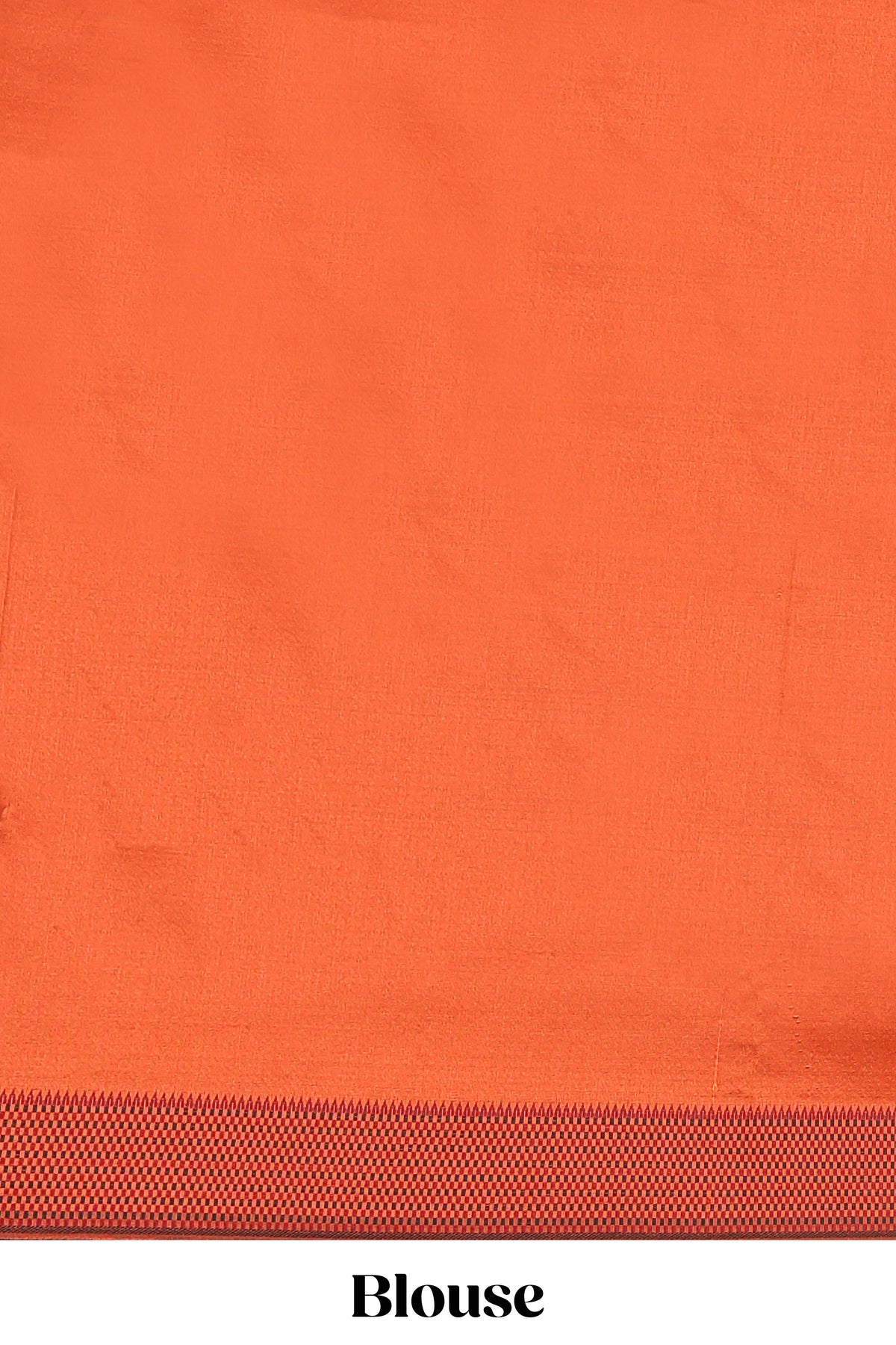 Orange leaf motifs poly cotton saree with self border and pallu