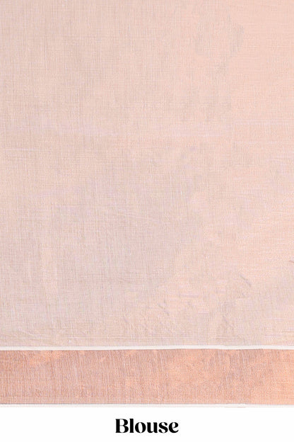 Cream kerala tissue plain saree highlighted by a classic copper jari border