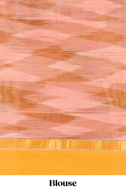 Purple ikkat cotton saree geomentric traditional pochampally design and zari border