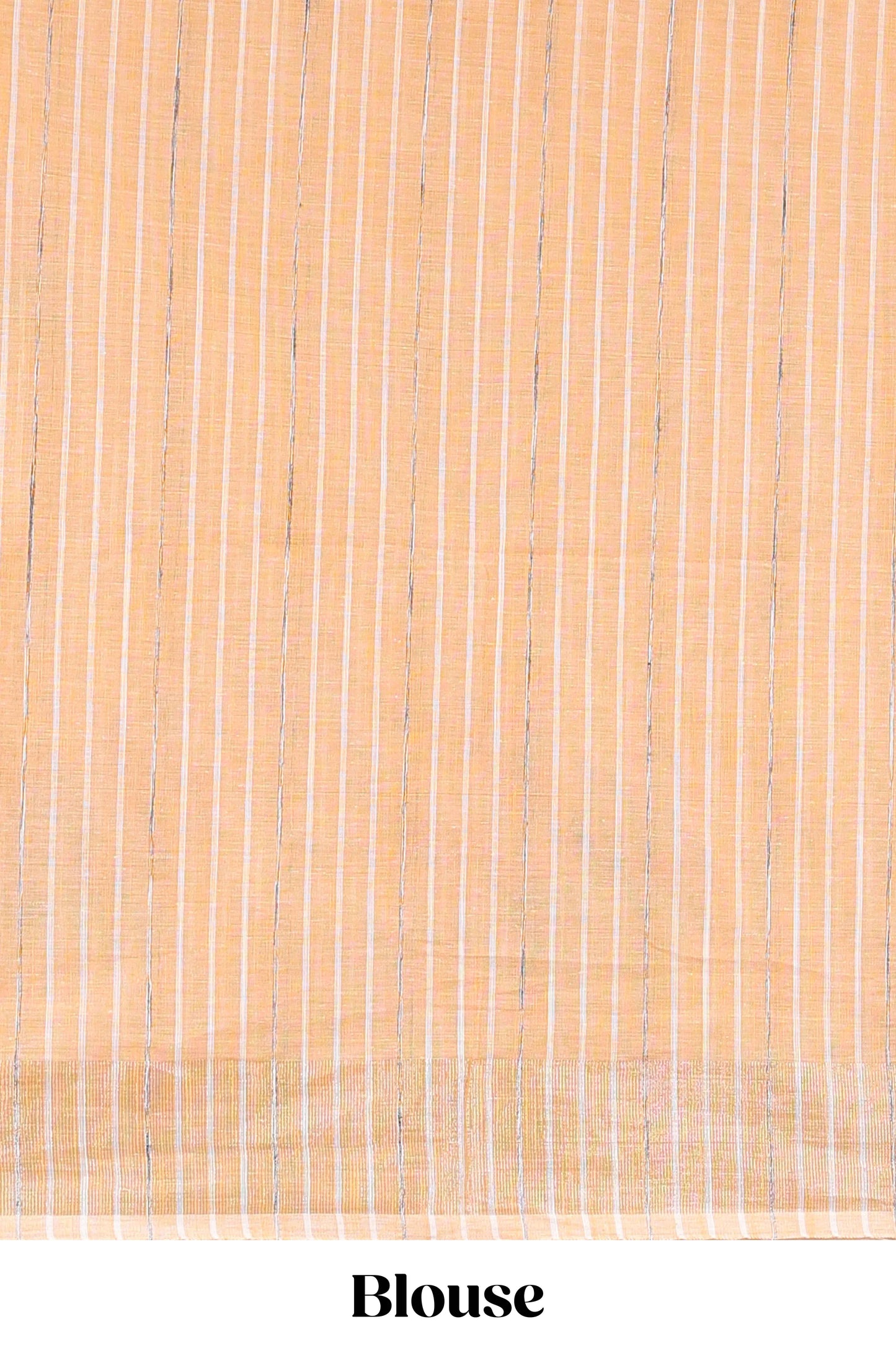 Pastel orange floral design jute cotton saree with self striped zari border and blouse