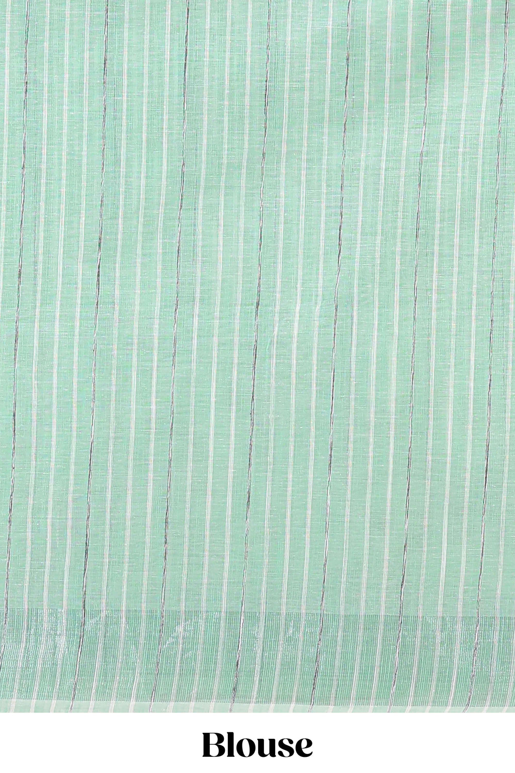 Pista green floral design jute cotton saree with self striped zari border and blouse