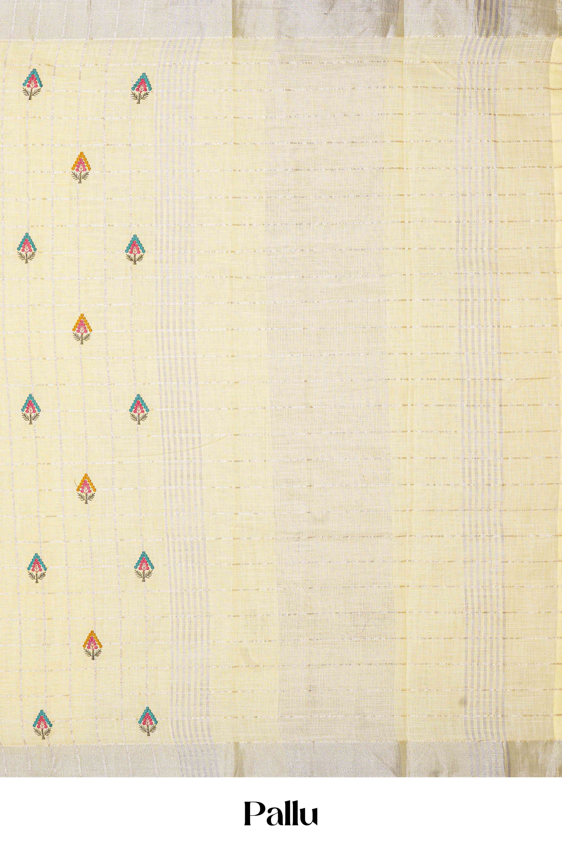  Casual linen yellow saree