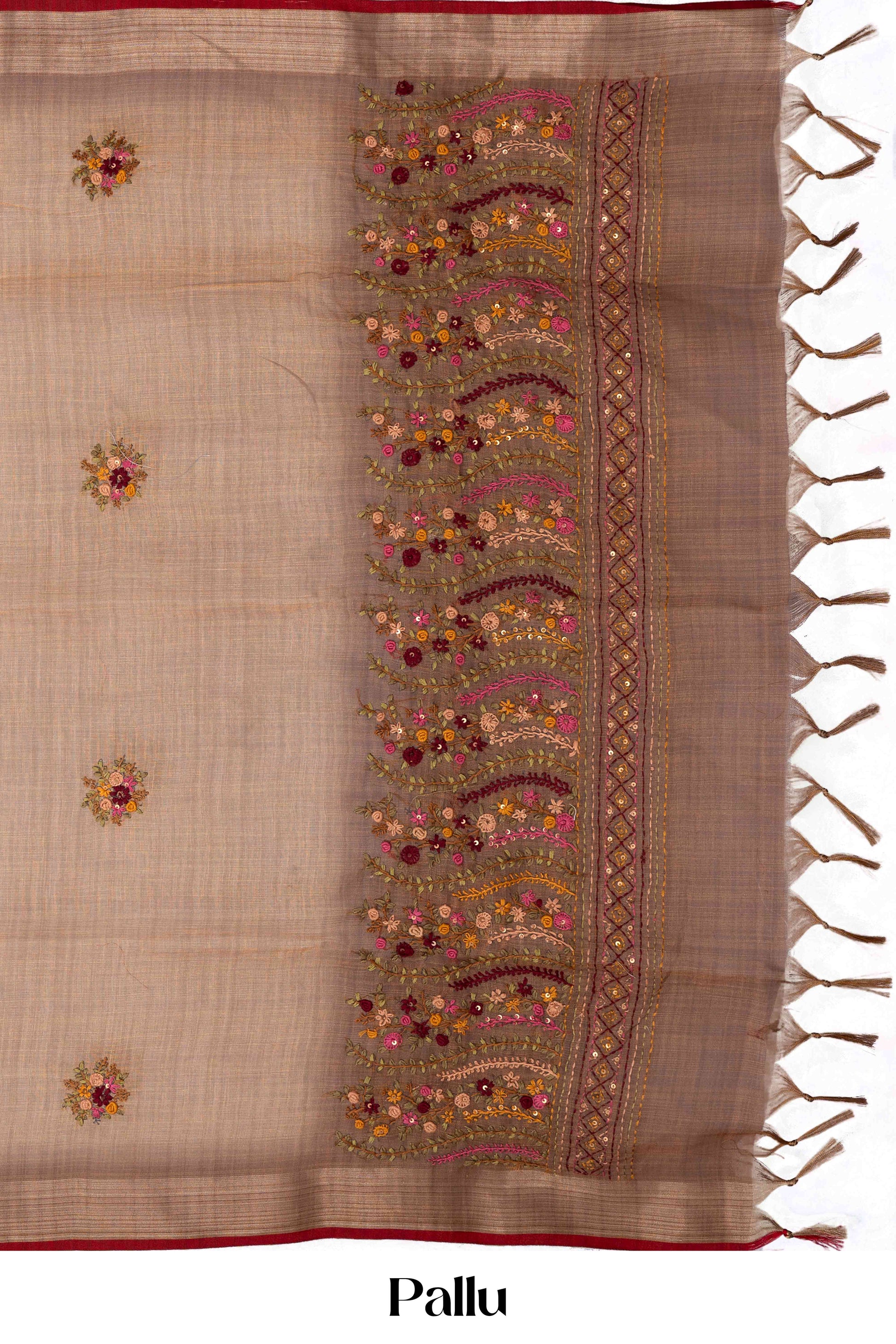 Casual orange linen saree