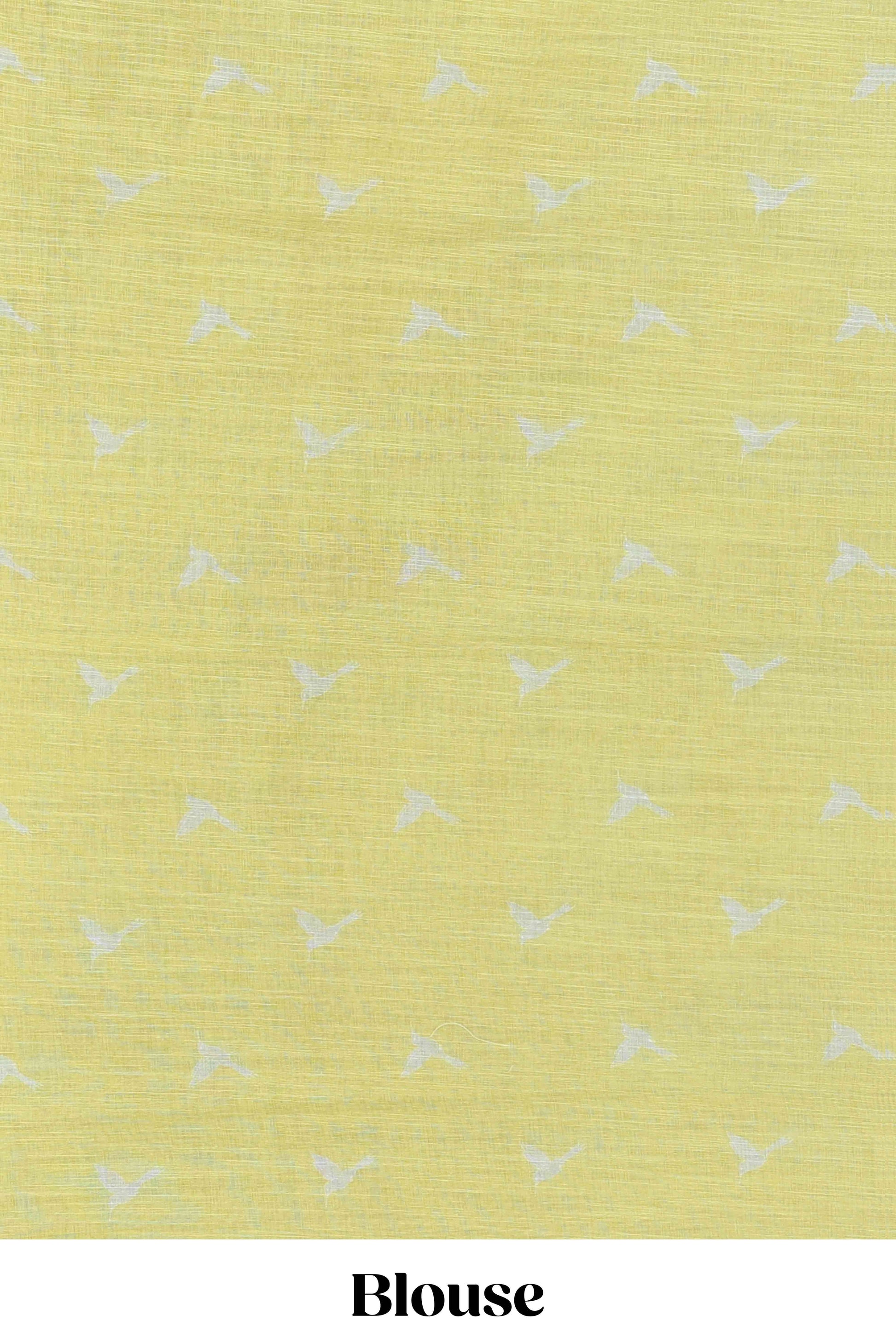 Casual wear yellow linen cotton saree