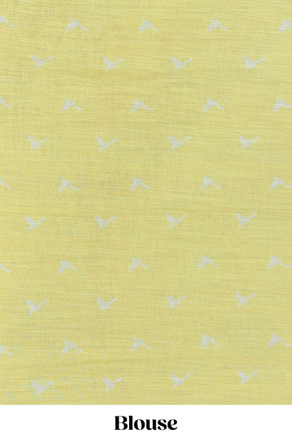 Casual wear yellow linen cotton saree