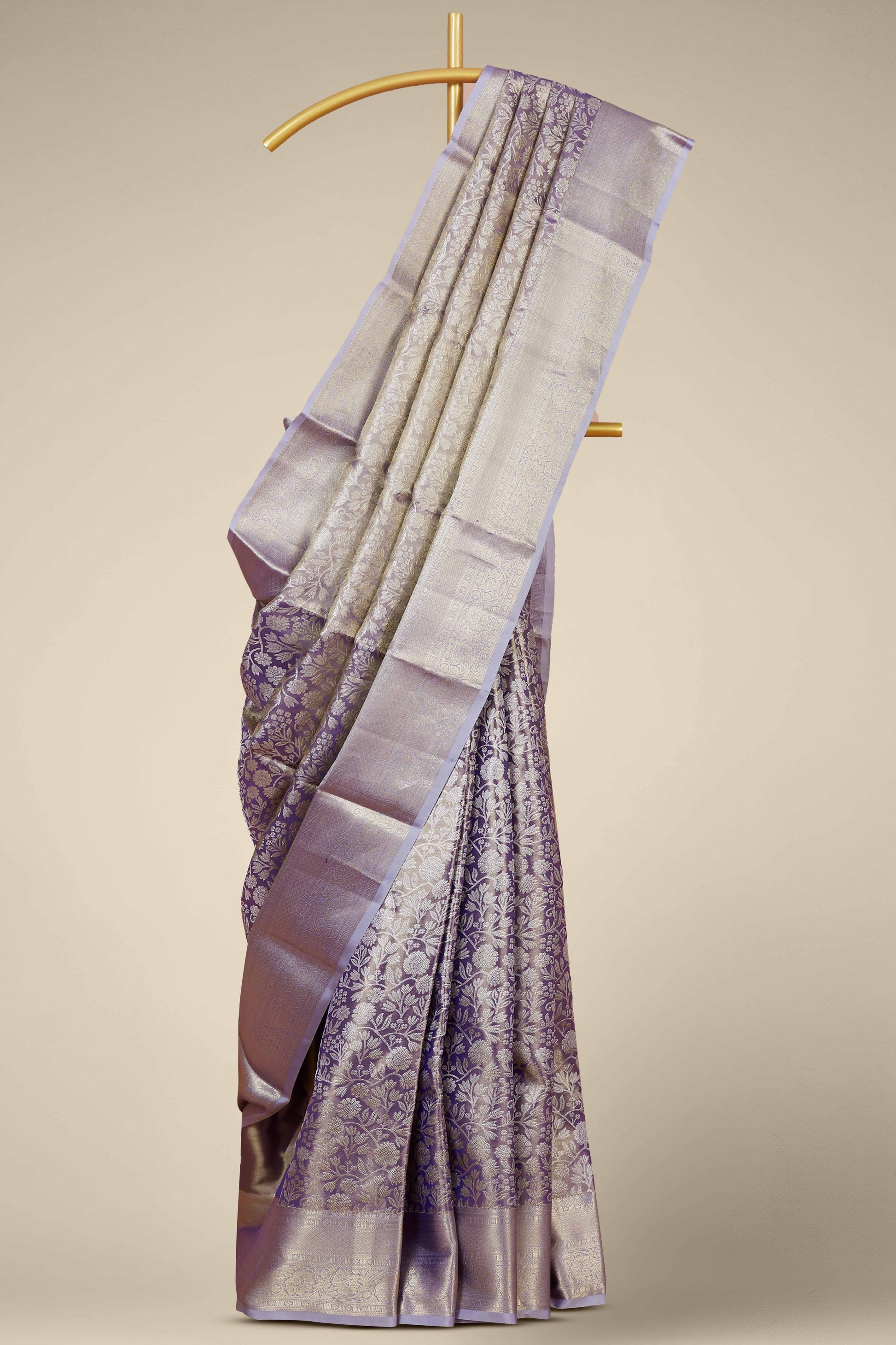 Champagne gold traditional silk saree
