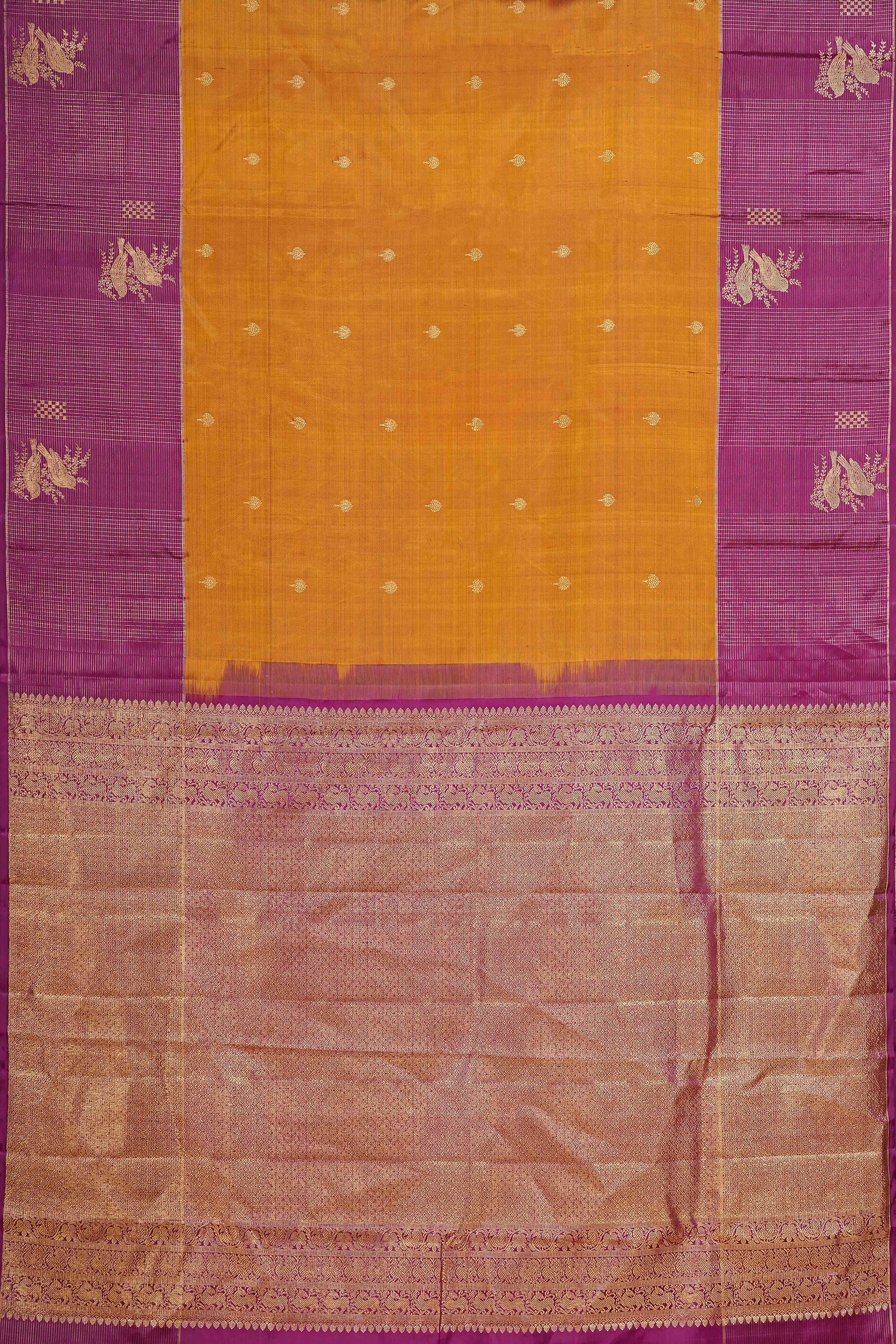 Checked body designer silk saree