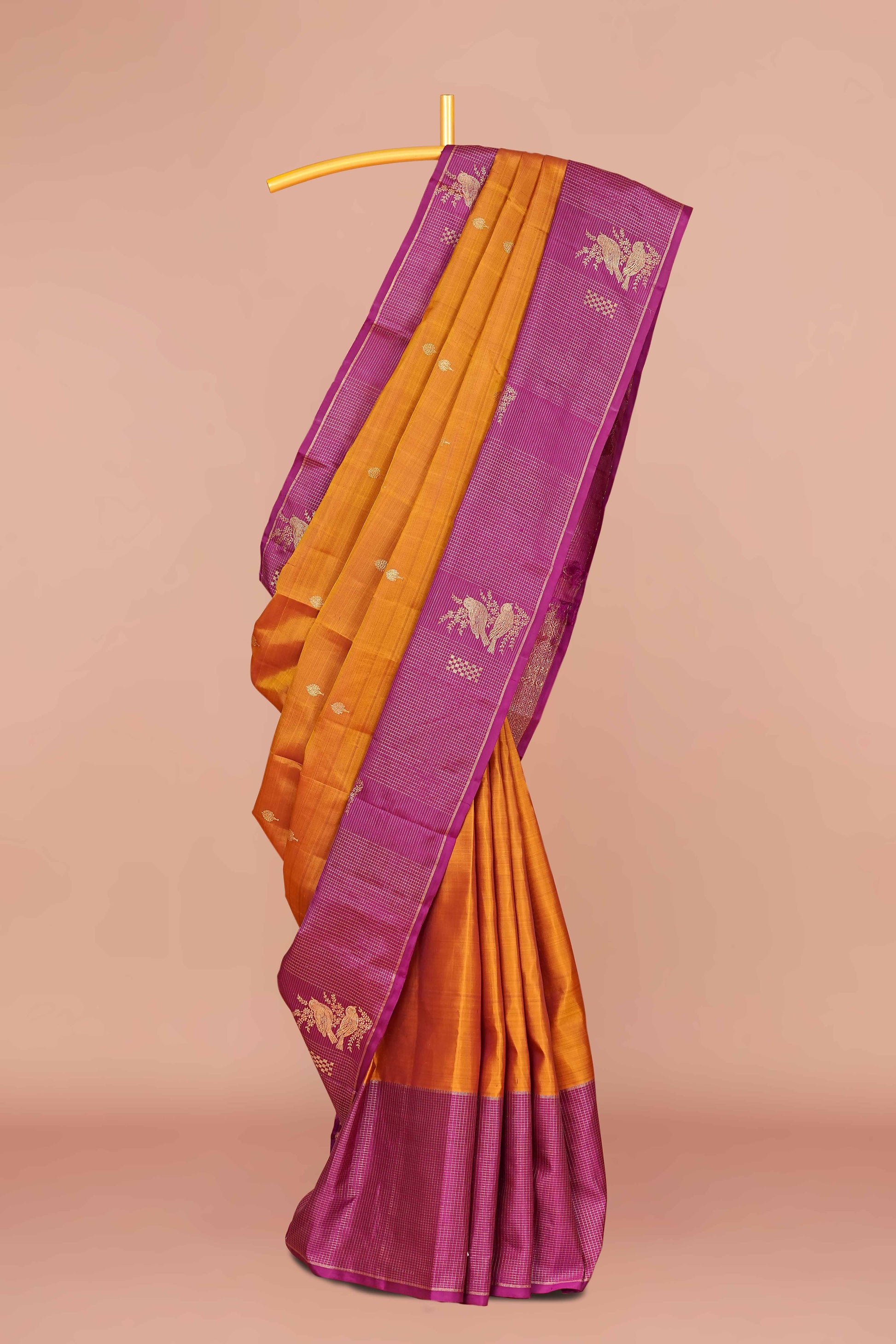 Checked pure silk saree