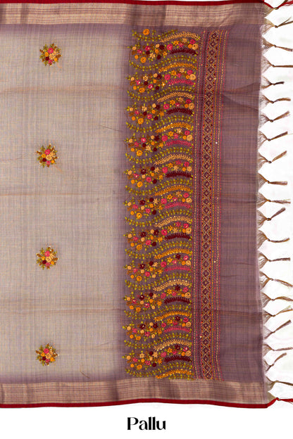 Classic red linen saree