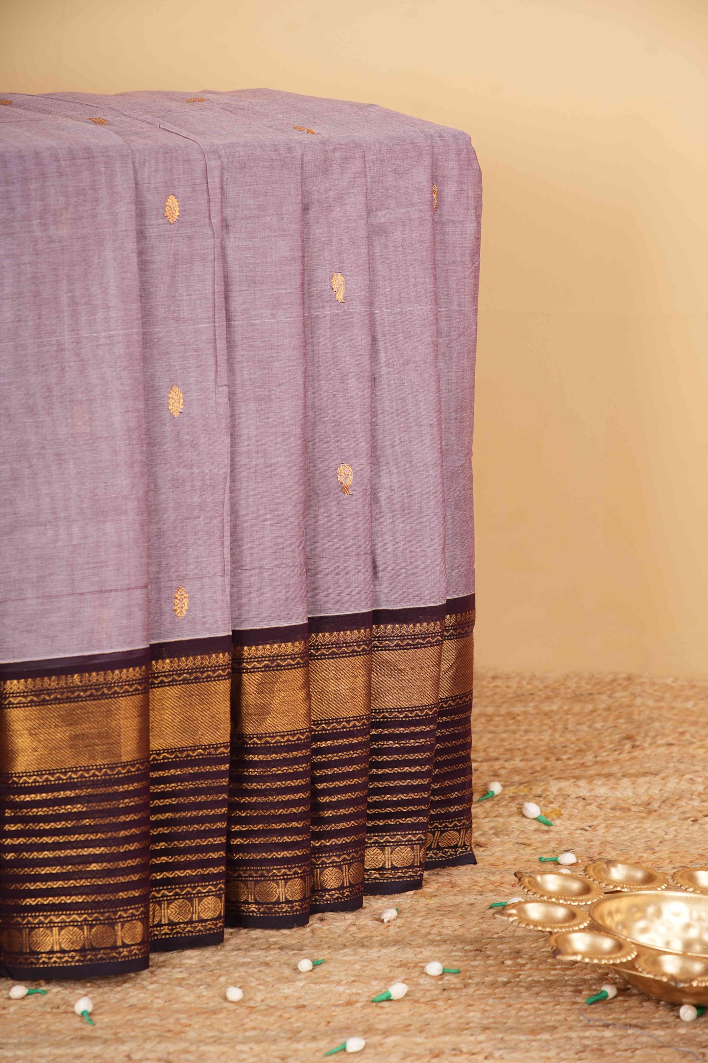 Coffee Brown butta chettinad cotton saree