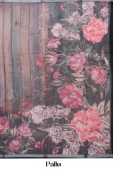 Colorful printed linen saree