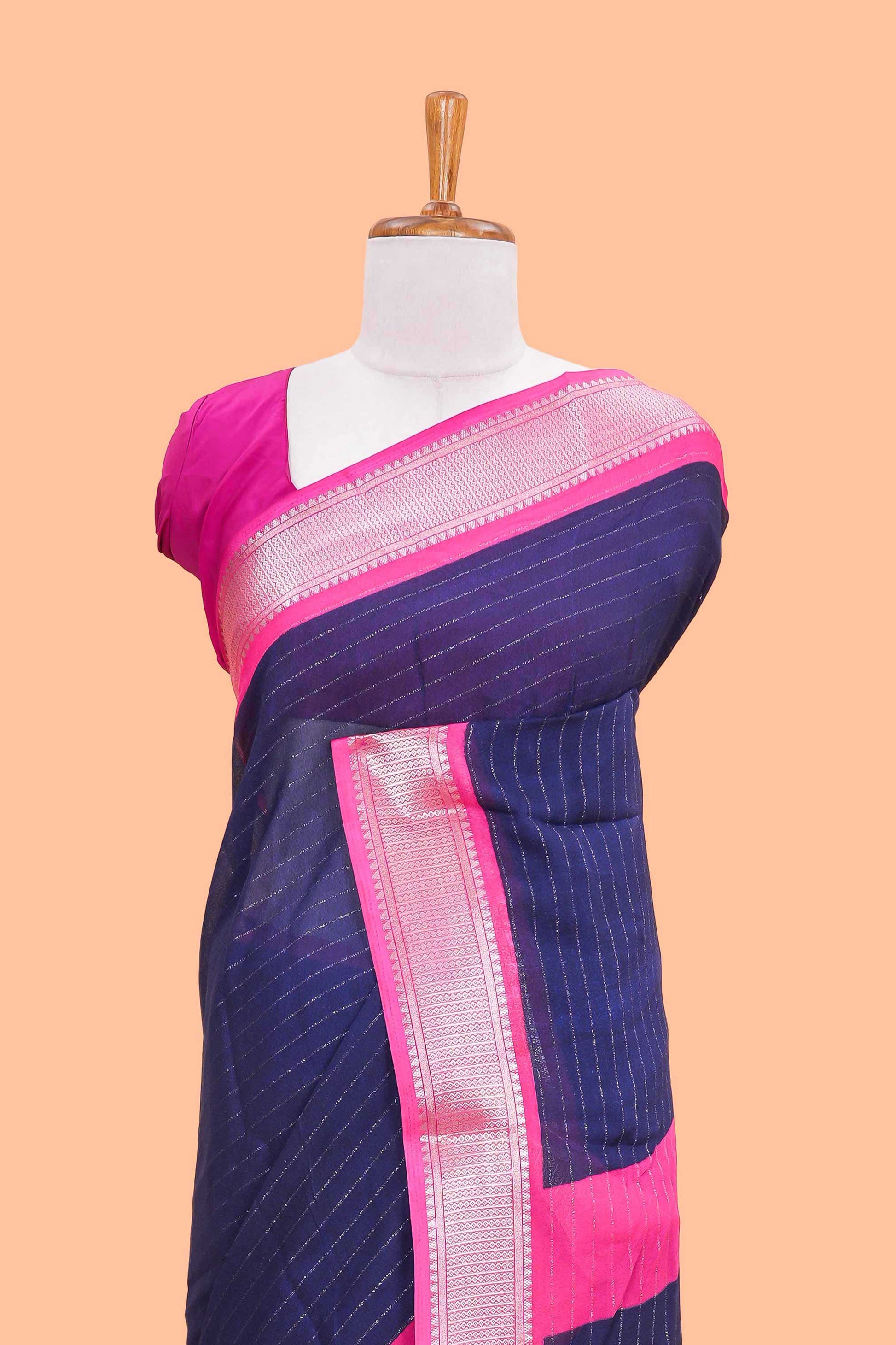 Contrast border chiffon saree