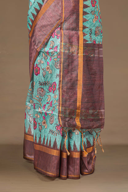 Contrast printed pallu