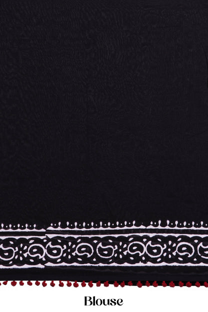 Cotton ajrakh print saree black style