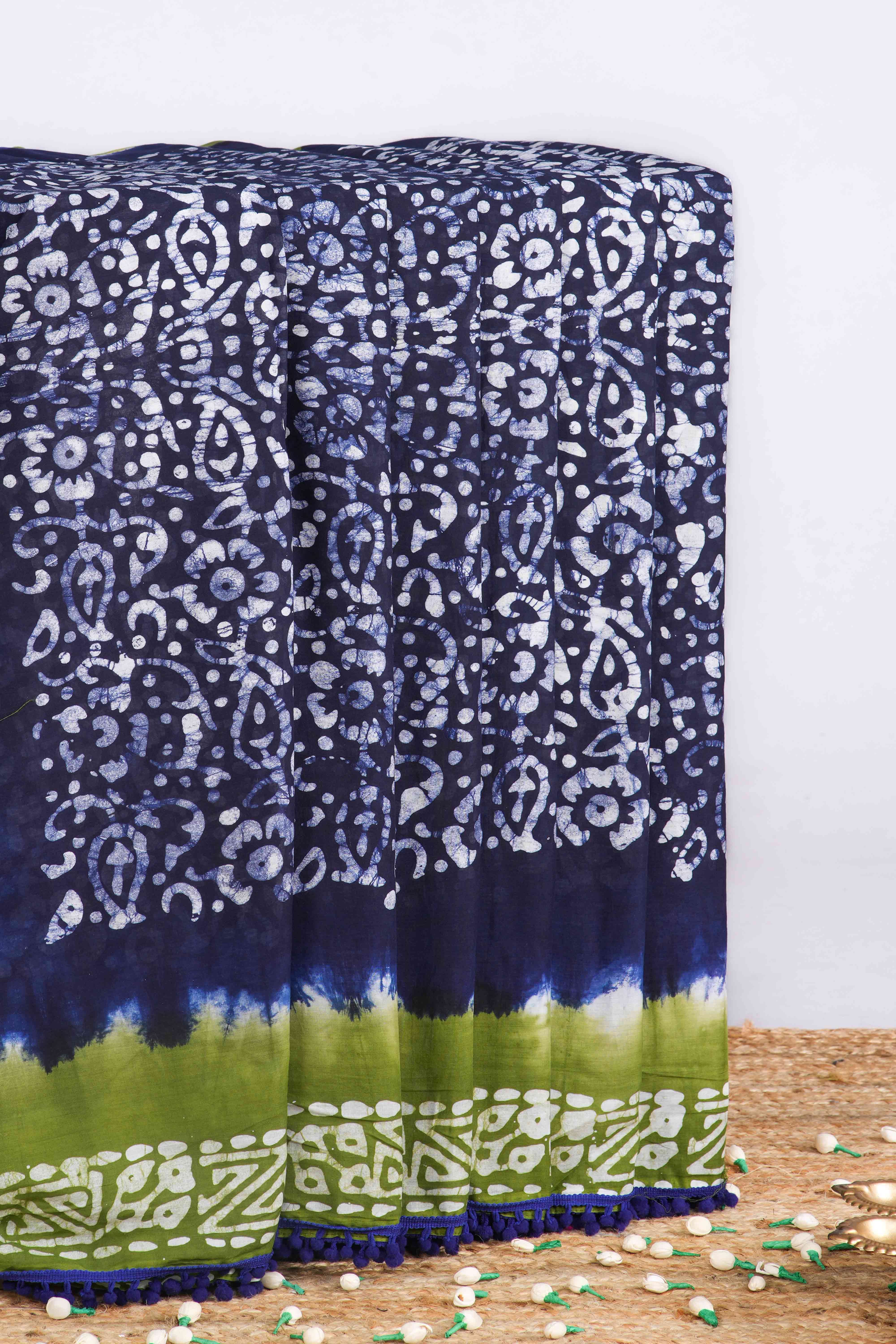 Cotton batik print mull saree