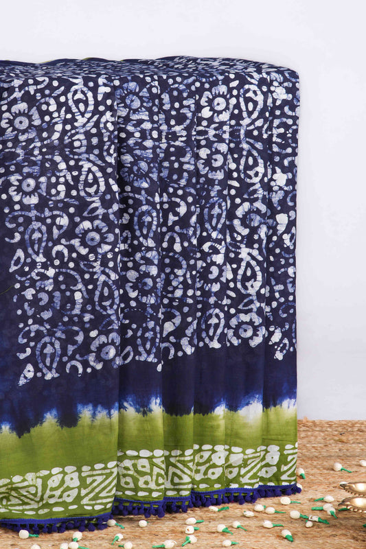 Cotton batik print mull saree