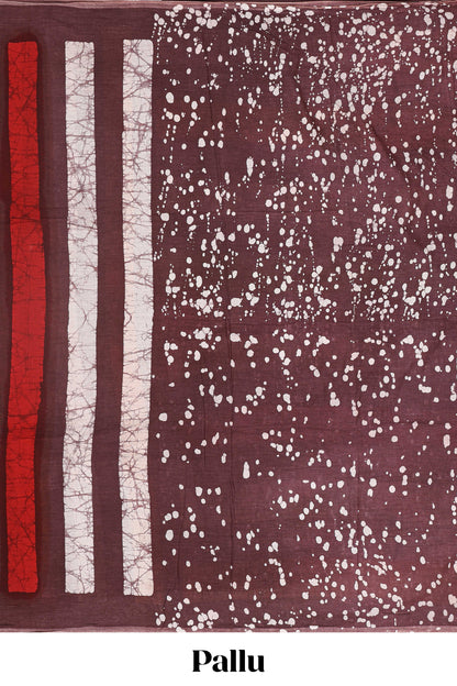 Cotton striped design saree brown