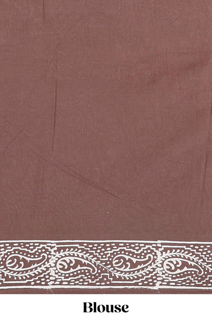 Cotton warli print saree brown