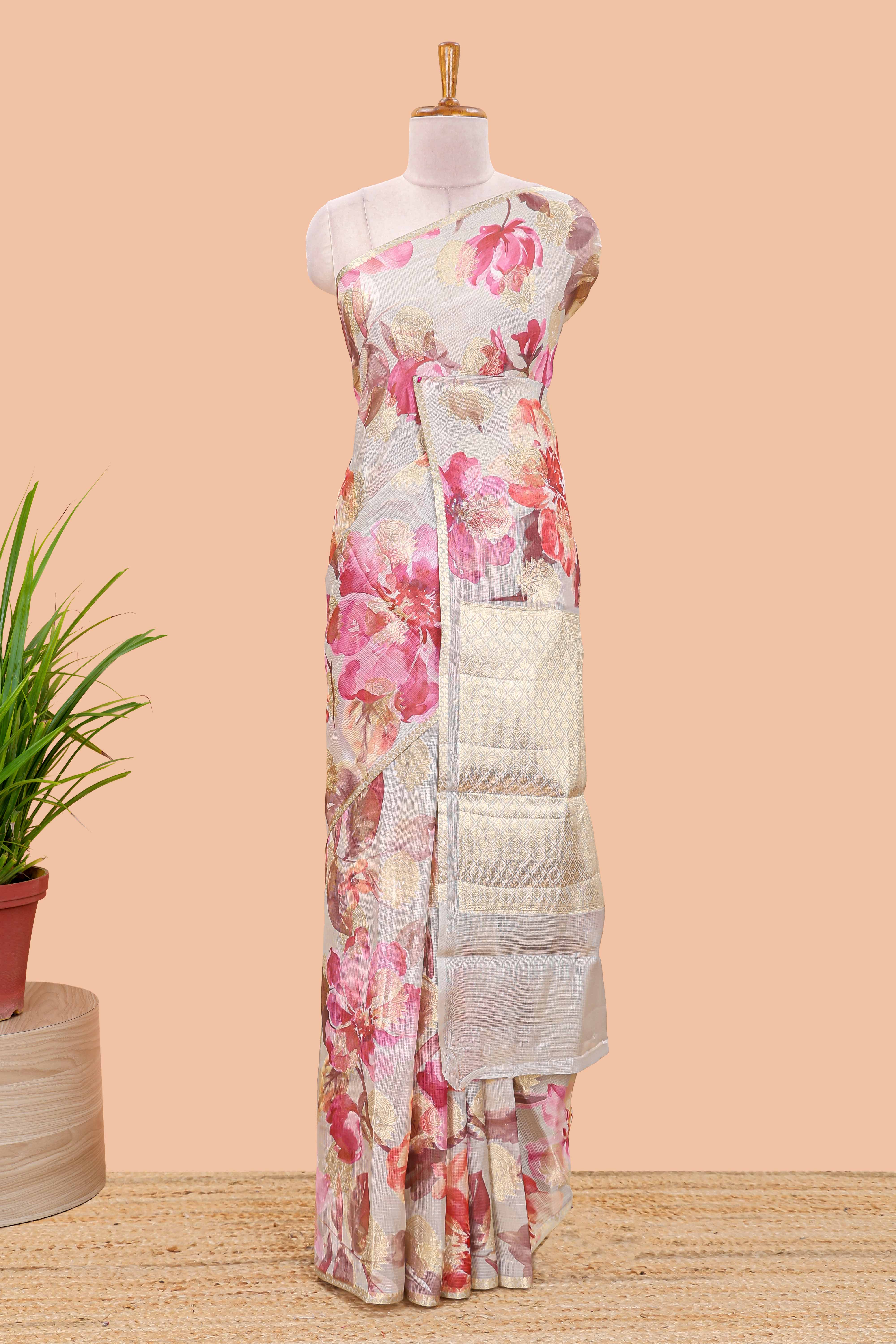  Cream Kota cotton saree