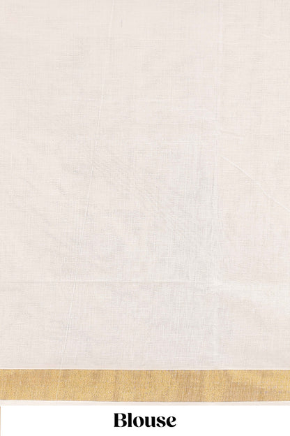 Cream casual Kerala cotton saree