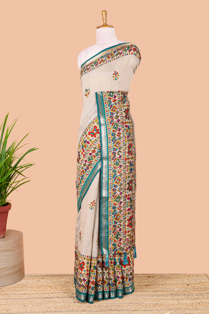  Cream chanderi cotton saree