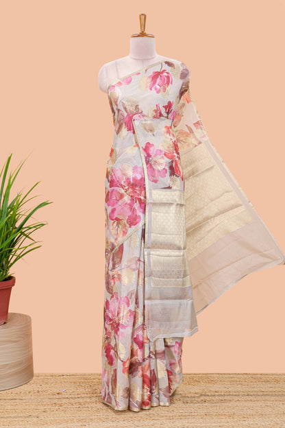 Cream kota silk Kota cotton saree