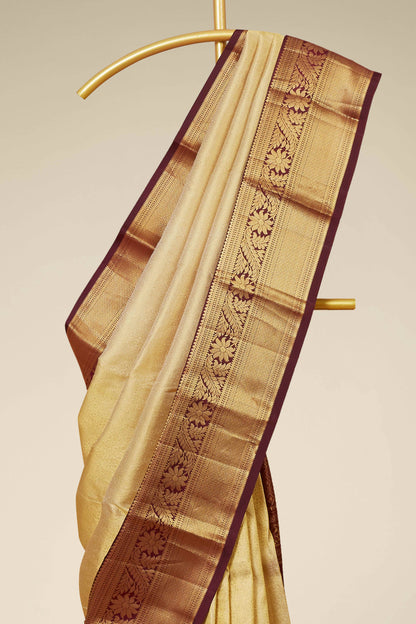 
Cream maroon traditional silk saree