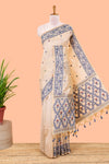 Cream munga cotton saree design