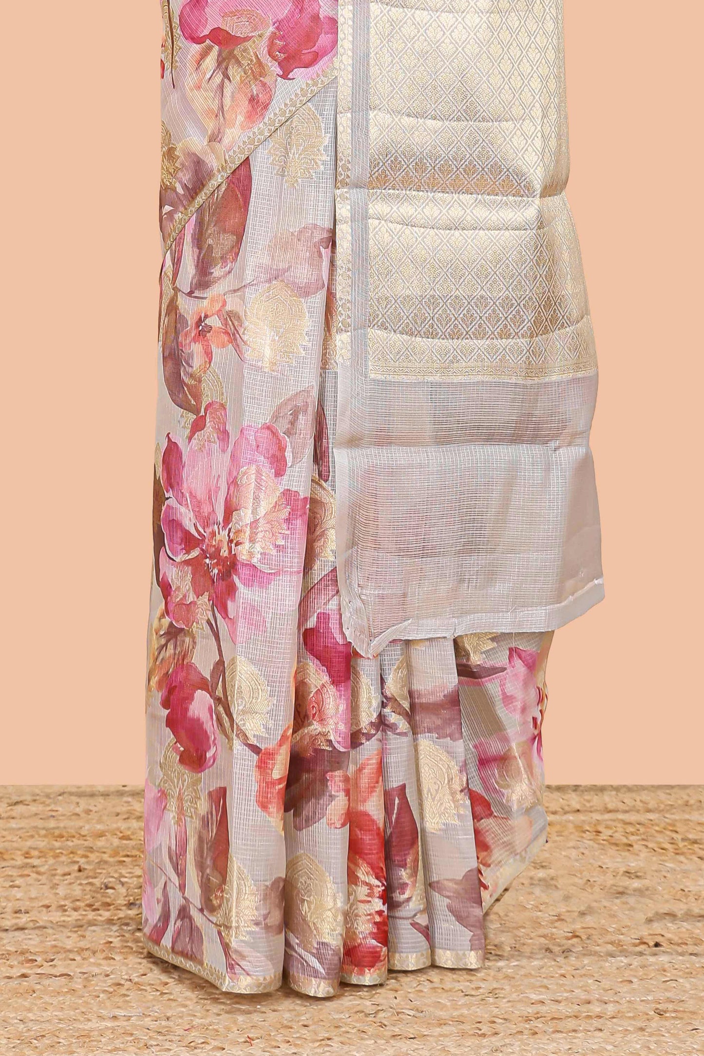  Cream pallu saree