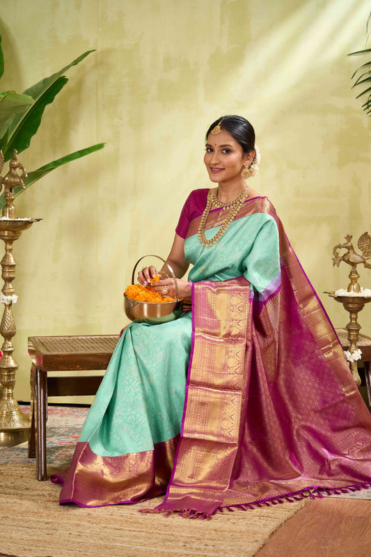 Cream pattu silk saree
