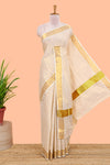 Cream plain Kerala tissue saree