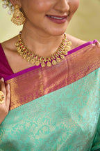 Cream silk saree with zari border