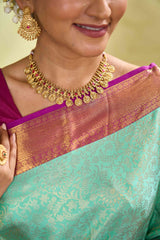 Cream silk saree with zari border