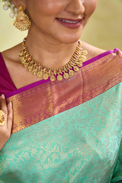 Cream silk saree with zari border