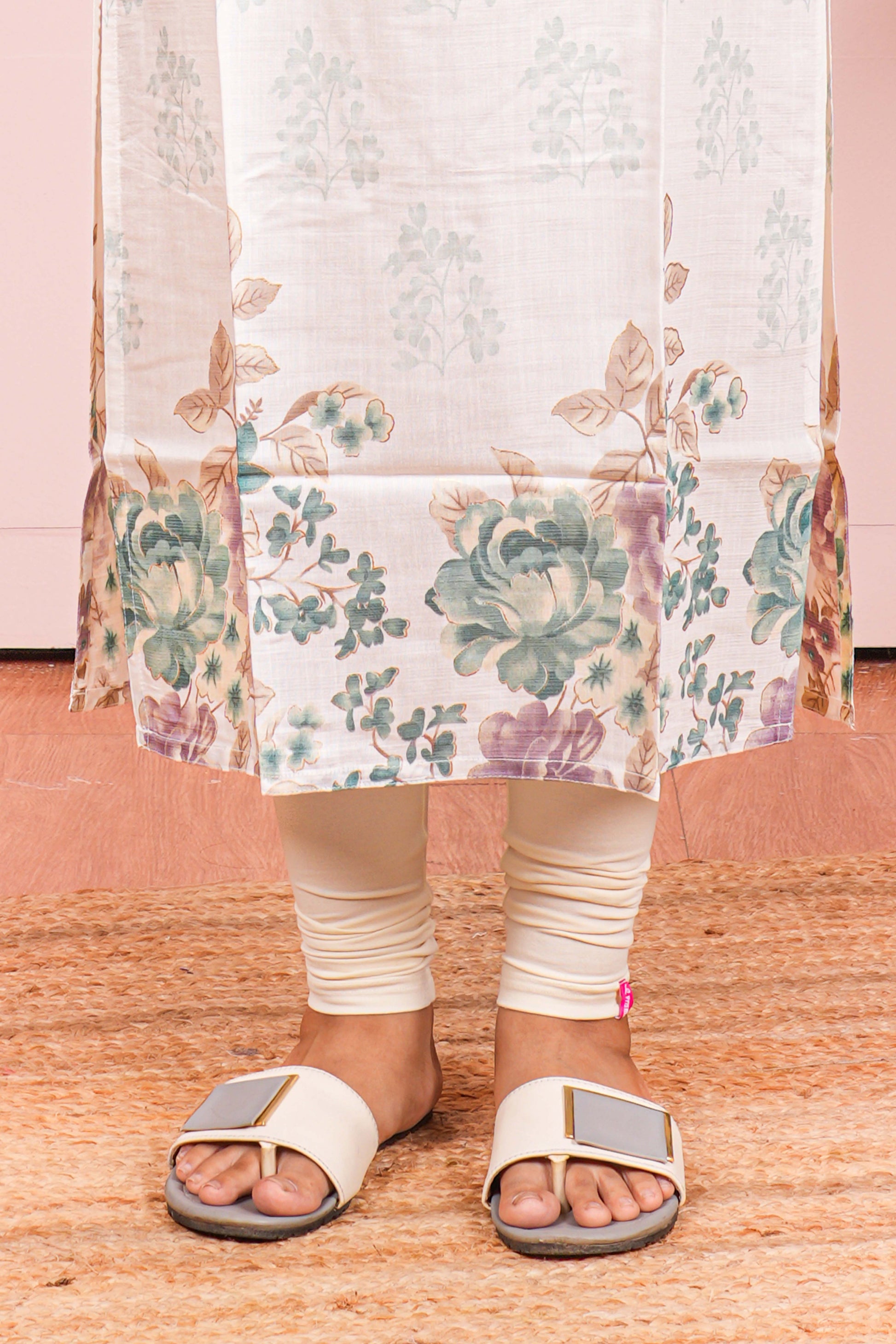 Cream traditional printed suit