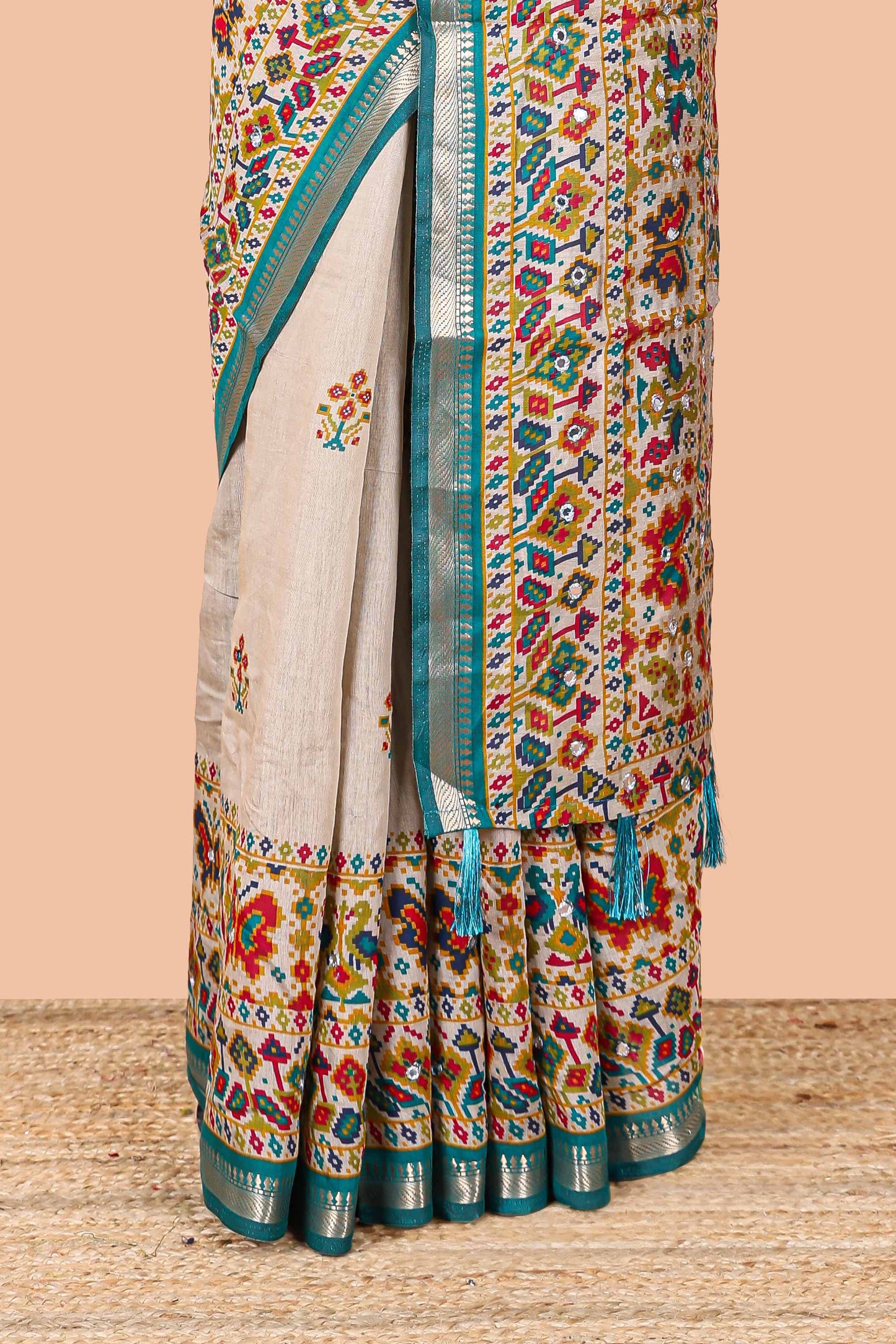  Cream zari border chanderi sarees