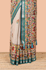  Cream zari border chanderi sarees