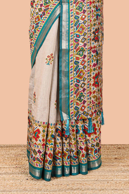  Cream zari border chanderi sarees