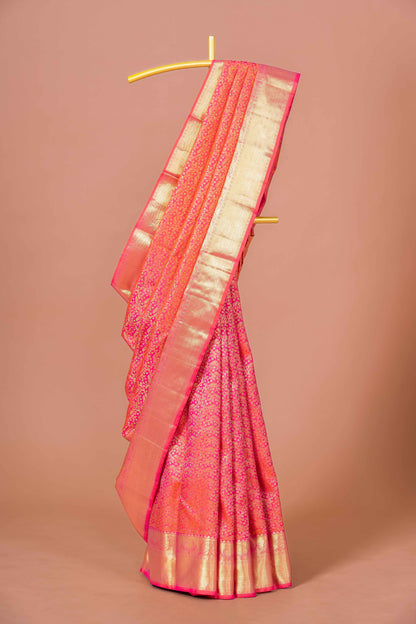 Crimson pattu silk saree