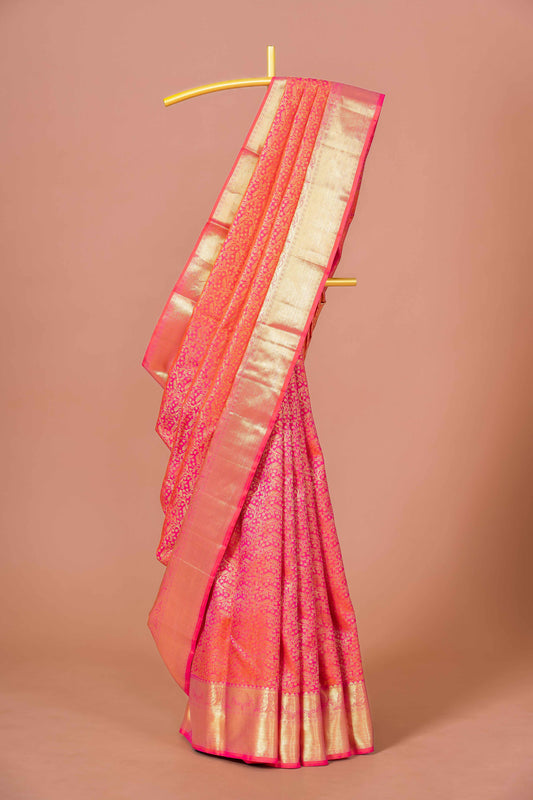 Crimson pattu silk saree