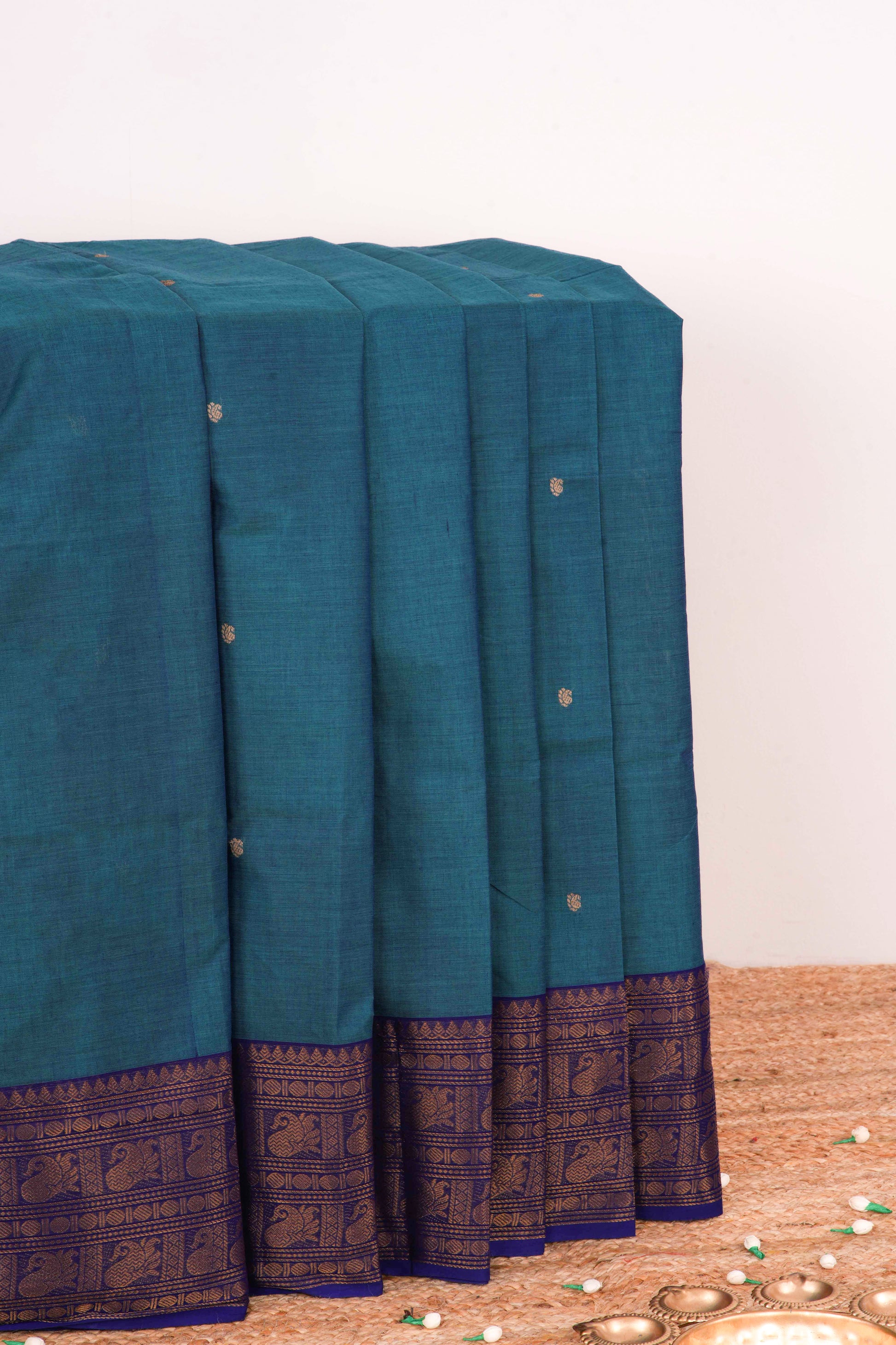 Dark blue Chettinad cotton saree