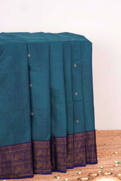 Dark blue Chettinad cotton saree