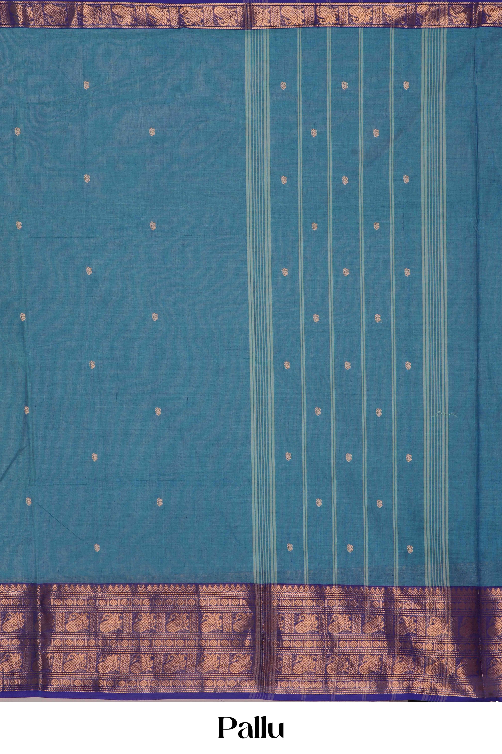 Dark blue traditional Chettinad saree
