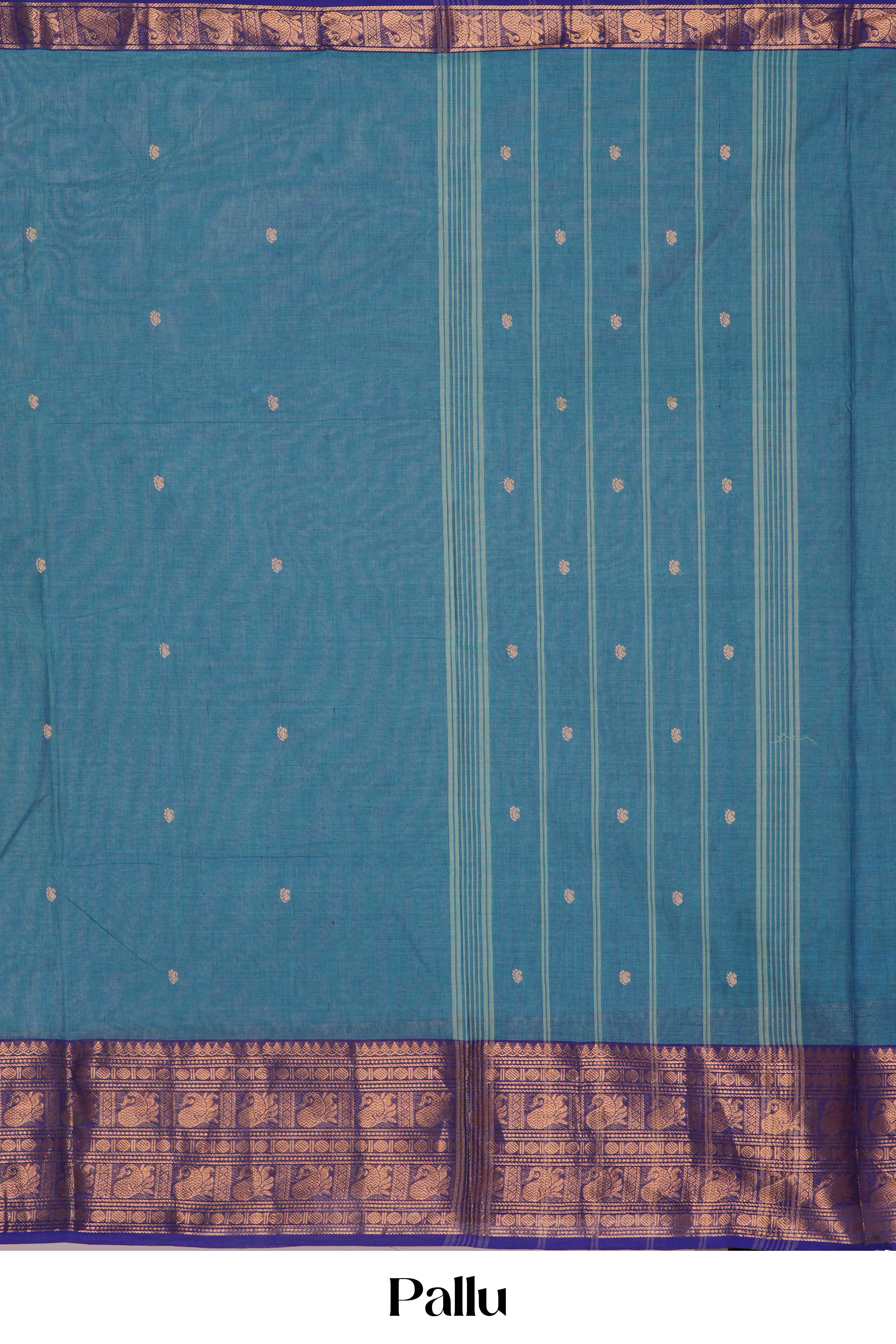 Dark blue traditional Chettinad saree