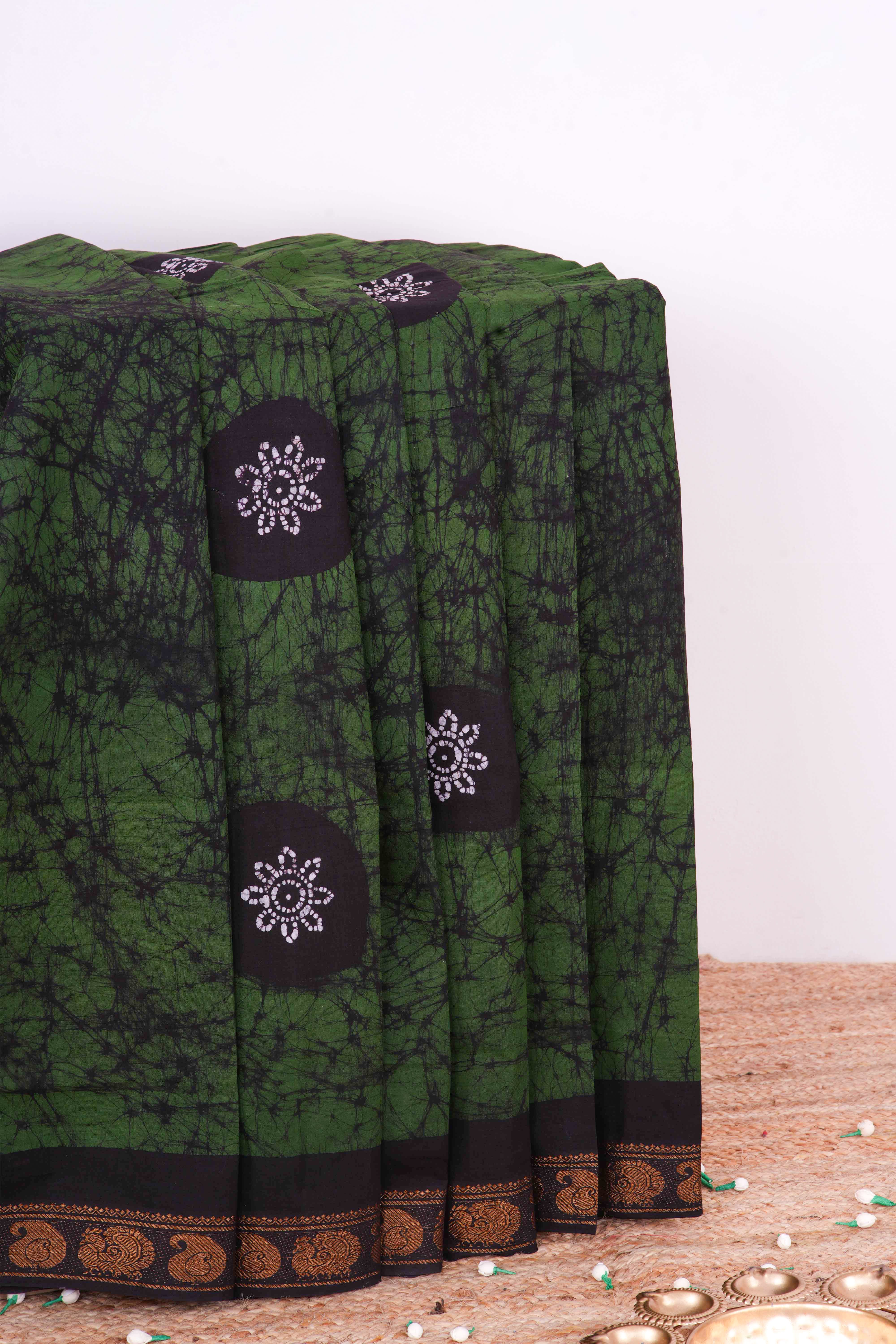 Dark green sungudi cotton 