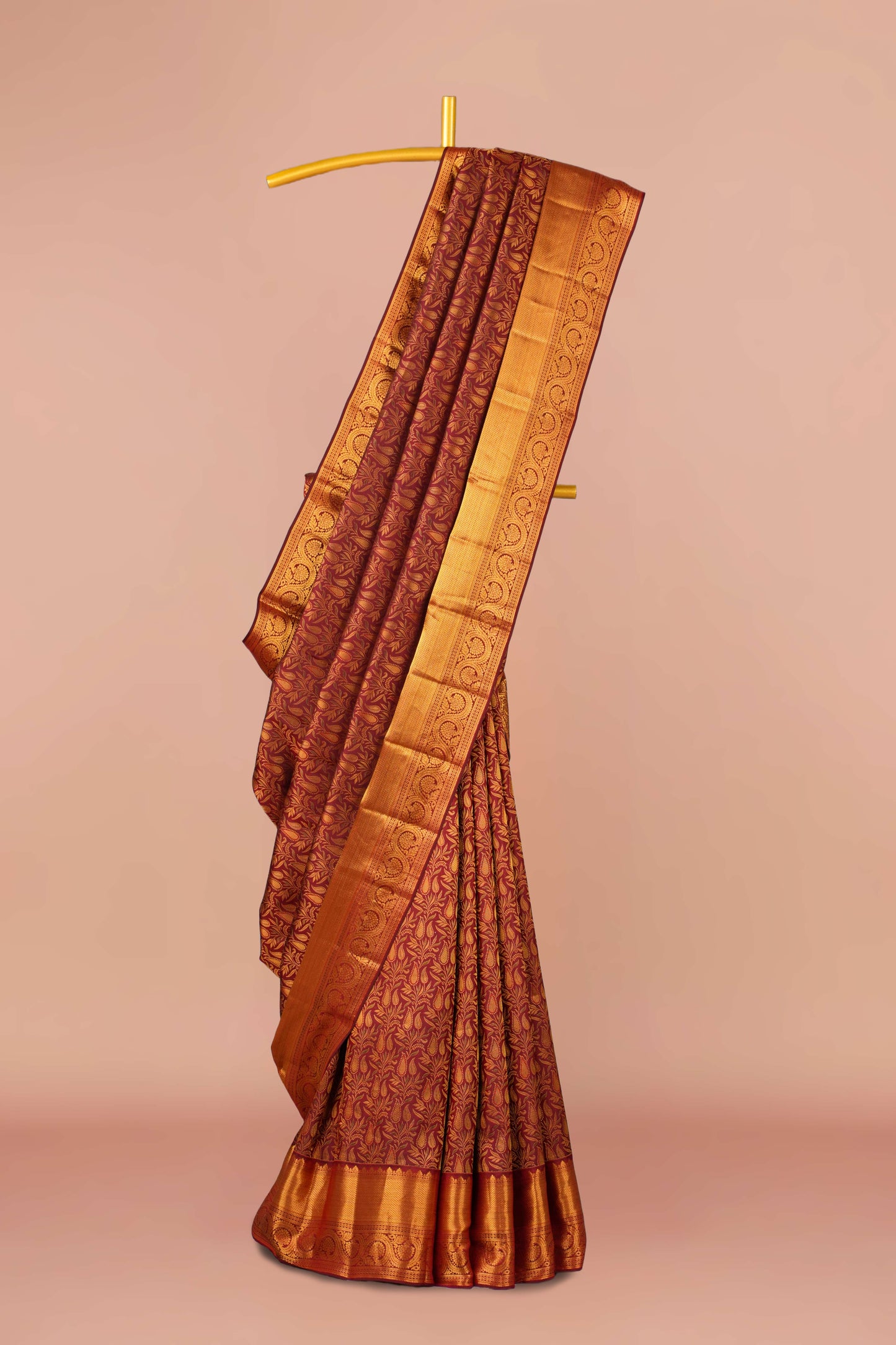 Dark maroon pattu silk saree
