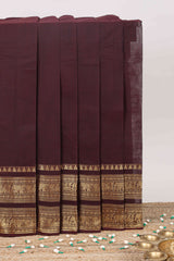 Deep Brown plain chettinad cotton saree